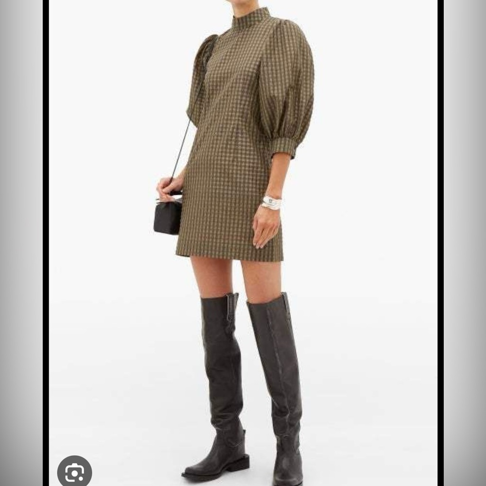 GANNI puff sleeve mini dress